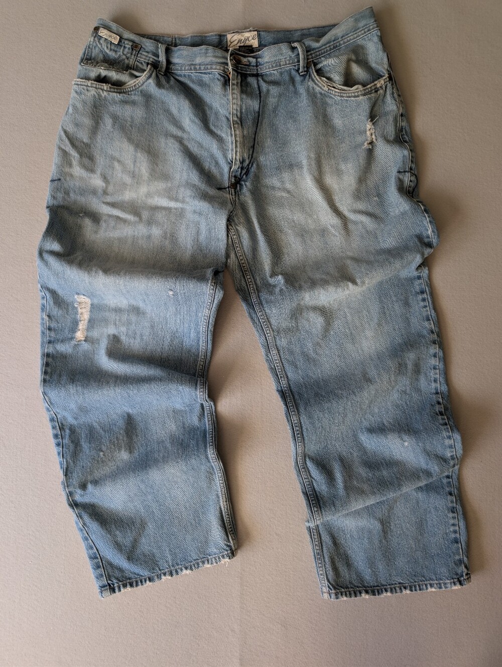 Vintage Enyce Jeans 2000s Y2K Light Wash Distressed Hip Hop Baggy Denim Sz 44 image 4